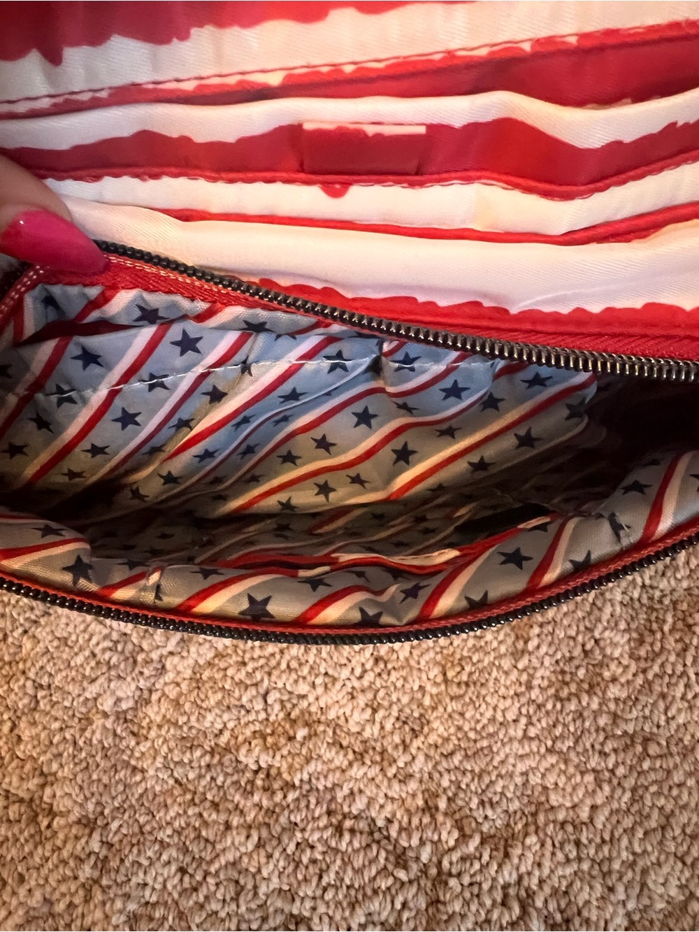 Lug Stretch LS Crossbody Bag Red White Stripe NWOT RFID Organizer Purse - Picture 3 of 16